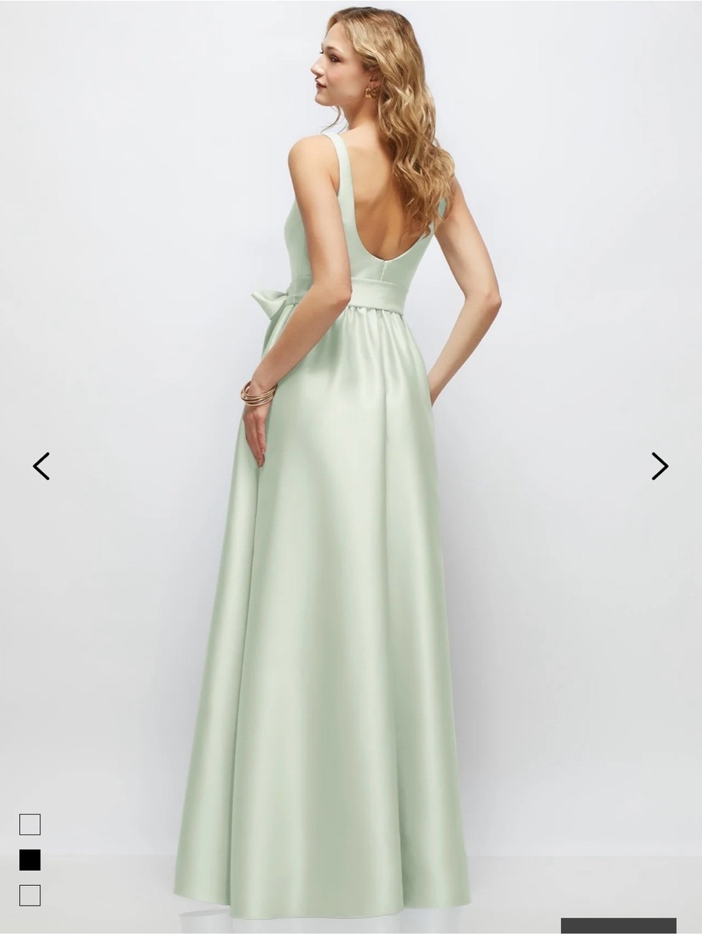 Dessy Collection Mint Satin Bow-Back Maxi Dress